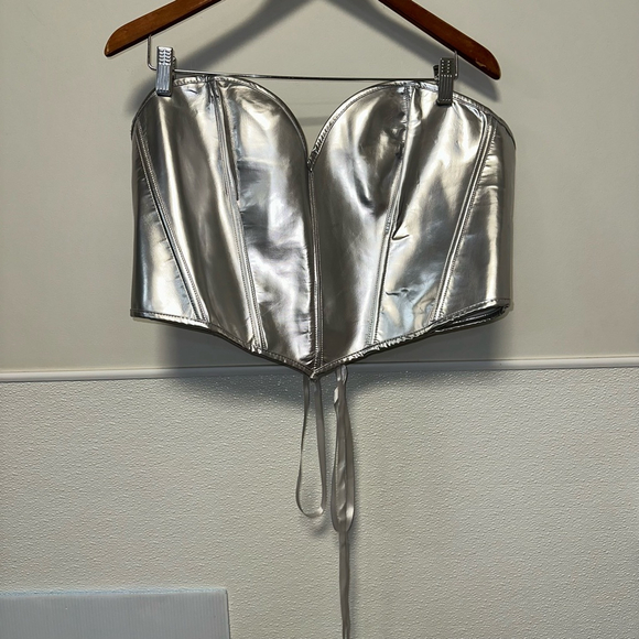 Unbranded Other - Metallic Silver Women's Unbranded Corset 2XL Plus Size Chrome Bustier